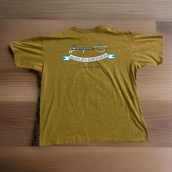 Harley Davidson T-Shirt Memphis, TN Bumpus Tan XXL Short Sleeve Graphic Cotton - Picture 2 of 5